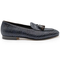 15-216-NVY TINO Calfskin Woven Tassel Loafer, Navy Zelli Italia