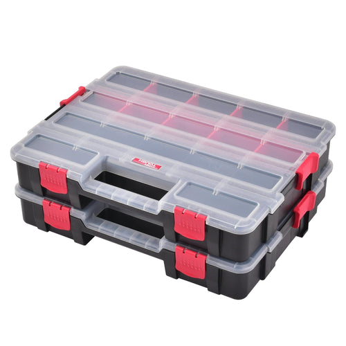 Hyper Tough Plastic Heavy-Duty Interlocking Organizer with Slide Lock 2-Pack EasyOptionXY LLC