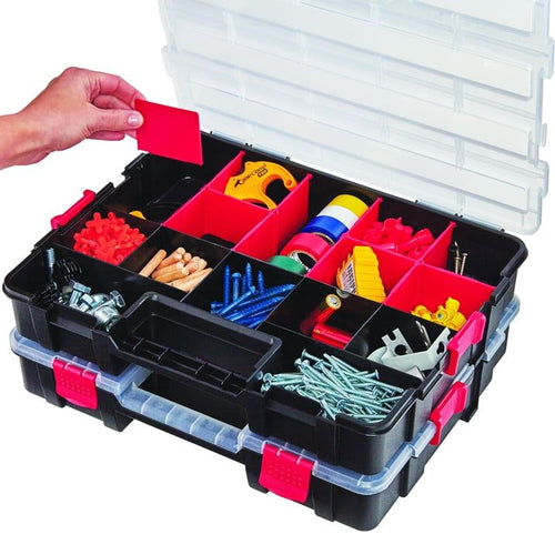 Hyper Tough Plastic Heavy-Duty Interlocking Organizer with Slide Lock 2-Pack EasyOptionXY LLC