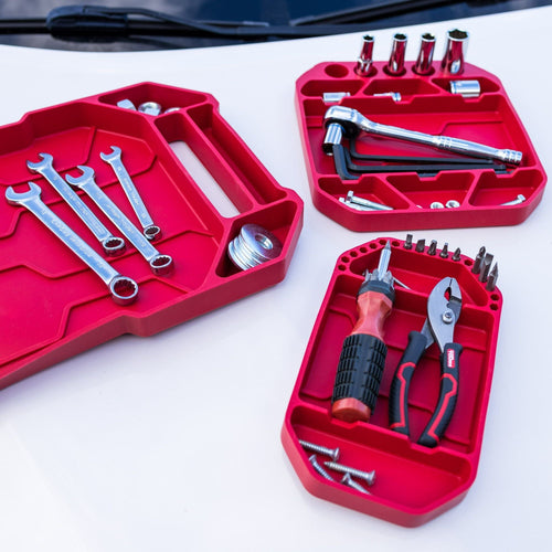 Hyper Tough 3-Piece Silicone Tool Organizer Tray, Flexible, Red, Automotive Use, New EasyOptionXY LLC