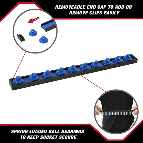 Hyper Tough 1/4-inch Drive Socket Rail for Standard and Deep Sockets, Model 5815 EasyOptionXY LLC