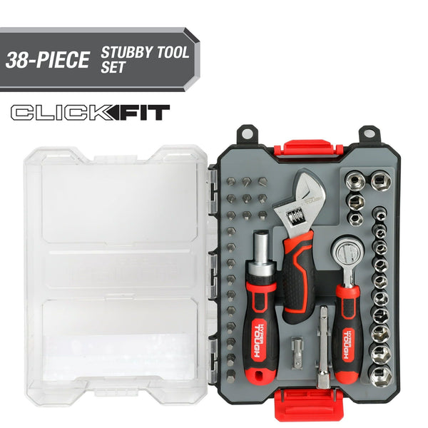 Hyper Tough 38-Piece Stubby Tool Set in Click Fit? Case, 42031CF EasyOptionXY LLC