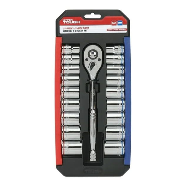 Hyper Tough 21-Piece 1/2 inch Drive Ratchet and Socket Set, 43236 EasyOptionXY LLC