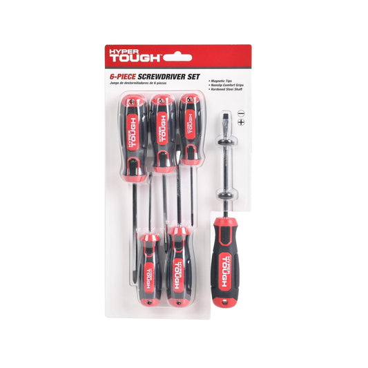 Hyper Tough Heavy-Duty 6-Piece Full Size Steel Philip and Slotted Screwdriver Set, 0 V EasyOptionXY LLC