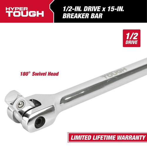 Hyper Tough 15-Inch 1/2-Inch Rust Resistant Breaker Bar with Rotating Head EasyOptionXY LLC