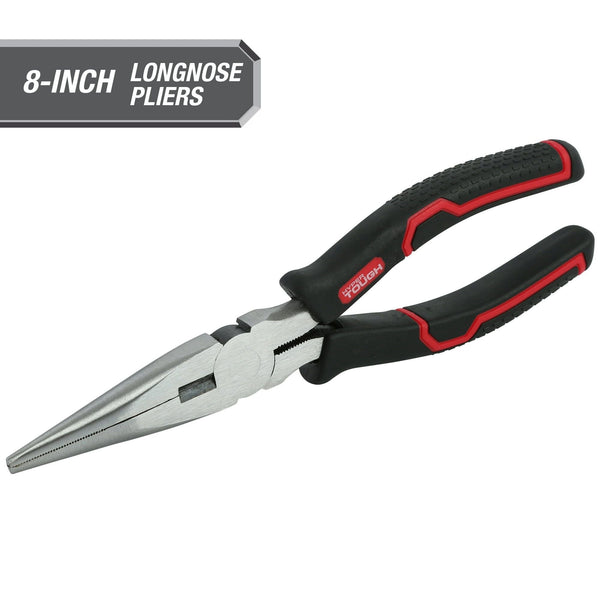 Hyper Tough 8-inch Long Nose Pliers with Ergonomic Comfort Grips, 5170V EasyOptionXY LLC