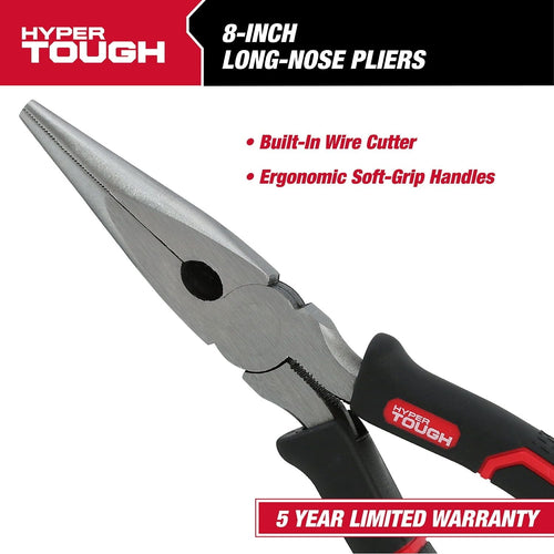 Hyper Tough 8-inch Long Nose Pliers with Ergonomic Comfort Grips, 5170V EasyOptionXY LLC