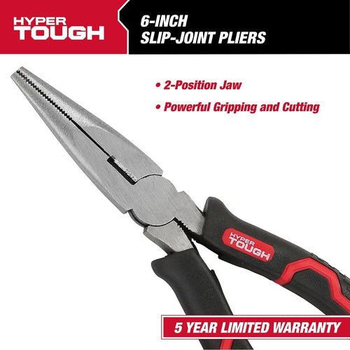Hyper Tough 6-Inch Long Nose Plier with Ergonomic Comfort Grips, EasyOptionXY LLC