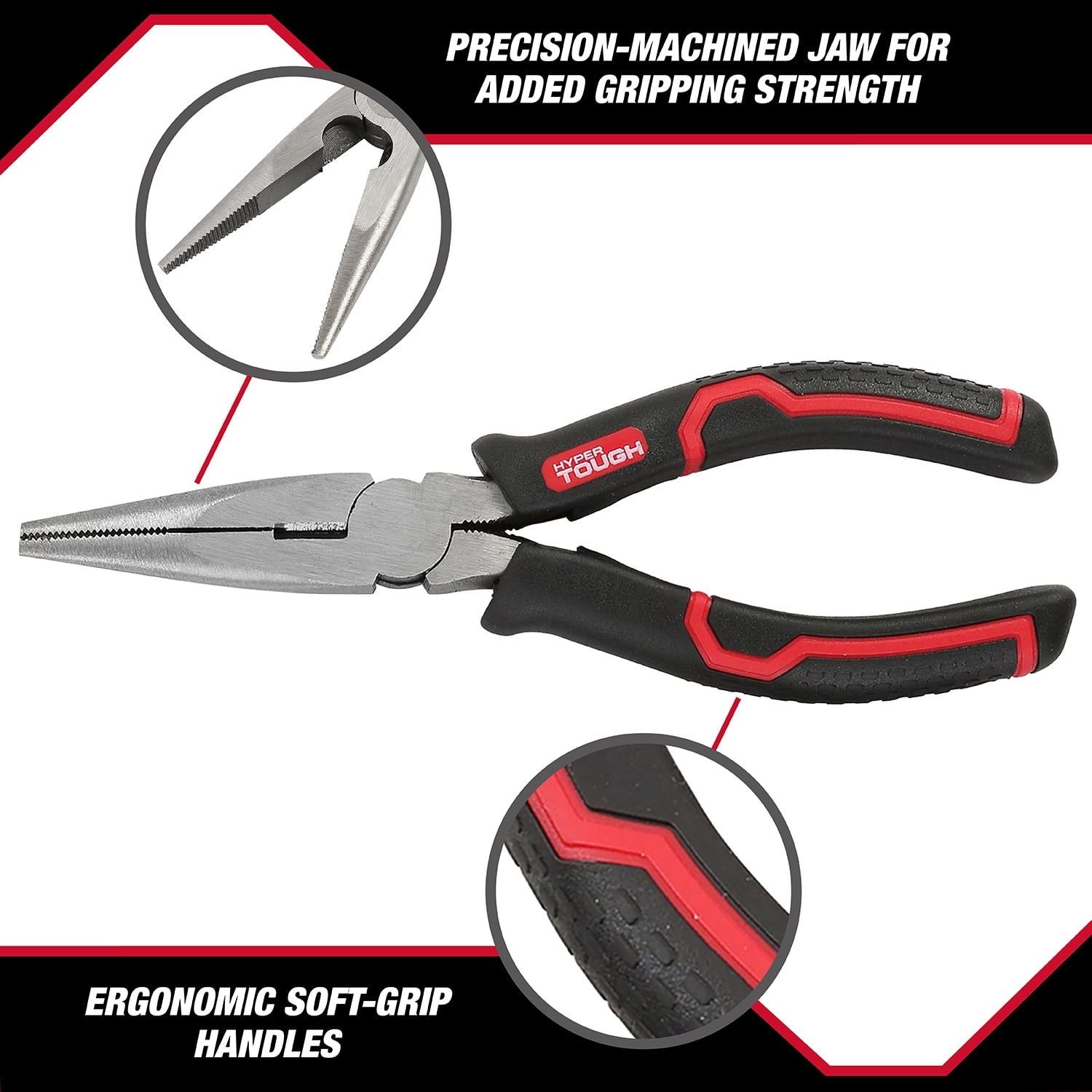 Hyper Tough 6-Inch Long Nose Plier with Ergonomic Comfort Grips, EasyOptionXY LLC