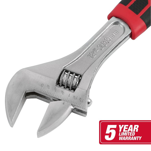 Hyper Tough 12-inch Adjustable Wrench with Ergonomic Soft Grip, Red 5371V EasyOptionXY LLC