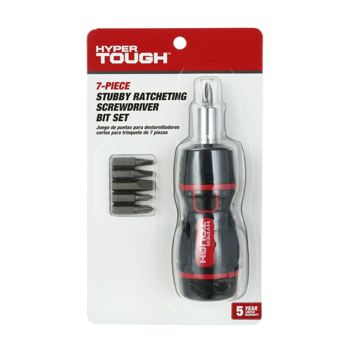 Hyper Tough 7 Piece Stubby Ratcheting Screwdriver Bit Set EasyOptionXY LLC