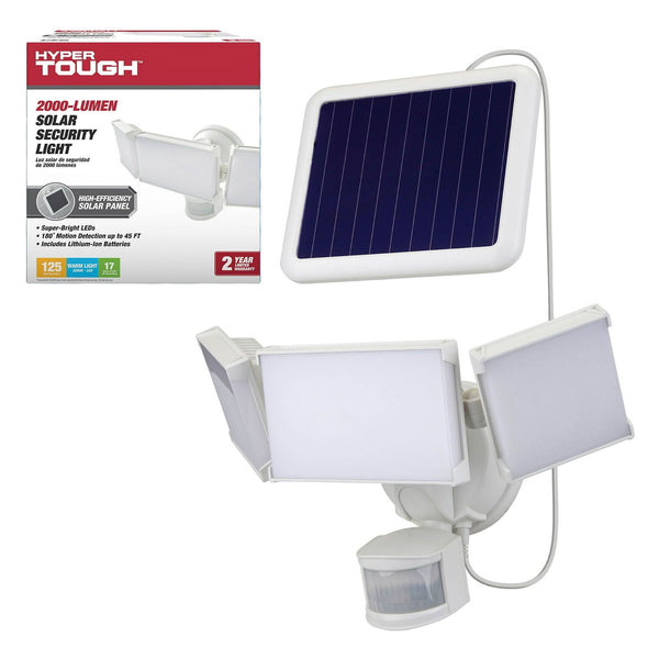 Hyper Tough Solar Three Head LED Motion Sensing Security Flood Light, Outdoor, White, 2000 Lumen EasyOptionXY LLC