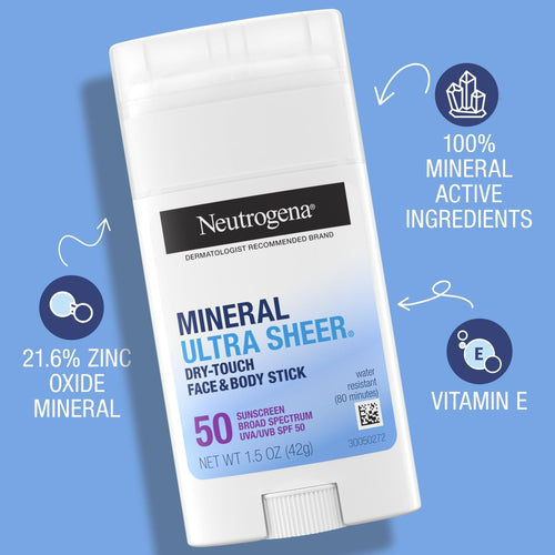 Neutrogena Ultra Sheer SPF 50 Zinc Mineral Sunscreen Stick, 1.5 oz EasyOptionXY LLC
