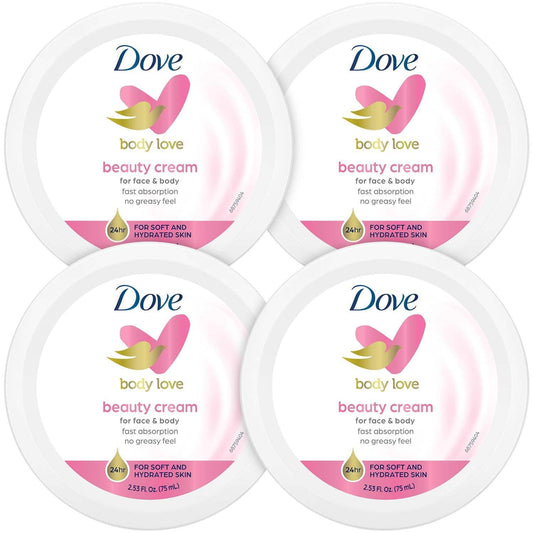 Dove Lotion, Beauty Cream - Light, Fast-Absorbing Face and Body Cream for Normal to Dry Skin, 24-Hour Moisture, Luxuriously Scented Face Cream, Hand & Body Lotion, Travel Size, 2.53 Fl Oz (Pack of 4) EasyOptionXY LLC