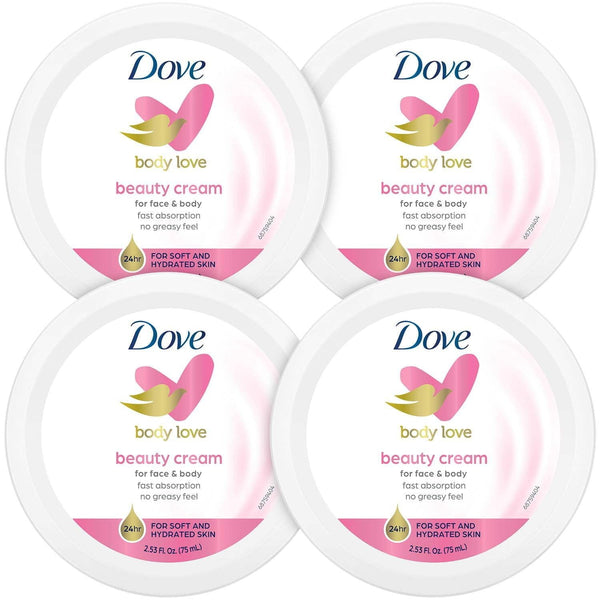 Dove Lotion, Beauty Cream - Light, Fast-Absorbing Face and Body Cream for Normal to Dry Skin, 24-Hour Moisture, Luxuriously Scented Face Cream, Hand & Body Lotion, Travel Size, 2.53 Fl Oz (Pack of 4) EasyOptionXY LLC