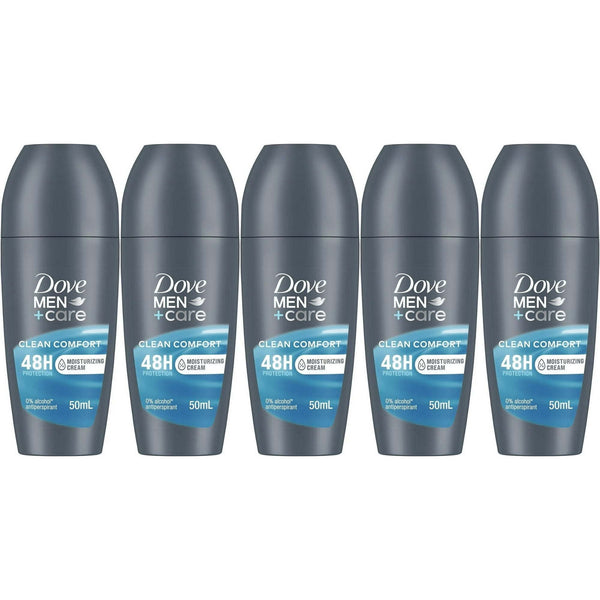 Dove Men+Care Clean Comfort Anti-Perspirant Roll-On, 50 Ml / 1.7 Ounce (Pack of 5) EasyOptionXY LLC