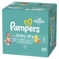 Pampers Baby-Dry Extra Protection Diapers Enormous Packs size 1, 204 count EasyOptionXY LLC