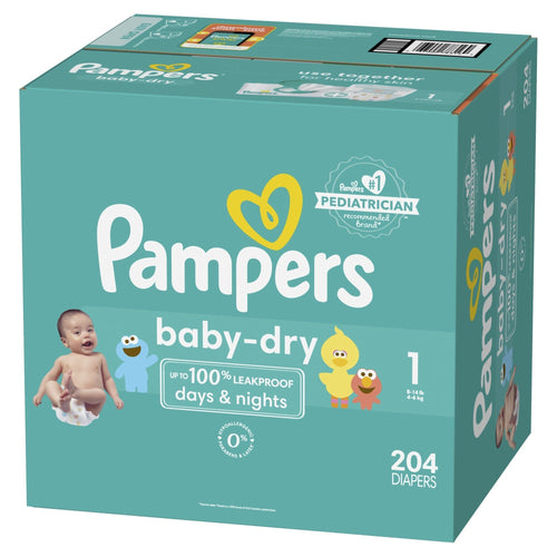 Pampers Baby-Dry Extra Protection Diapers Enormous Packs size 1, 204 count EasyOptionXY LLC