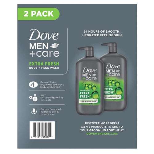 Dove Mens Extra Fresh Body + Face Wash 32 Fluid Ounce (Pack of 2) EasyOptionXY LLC