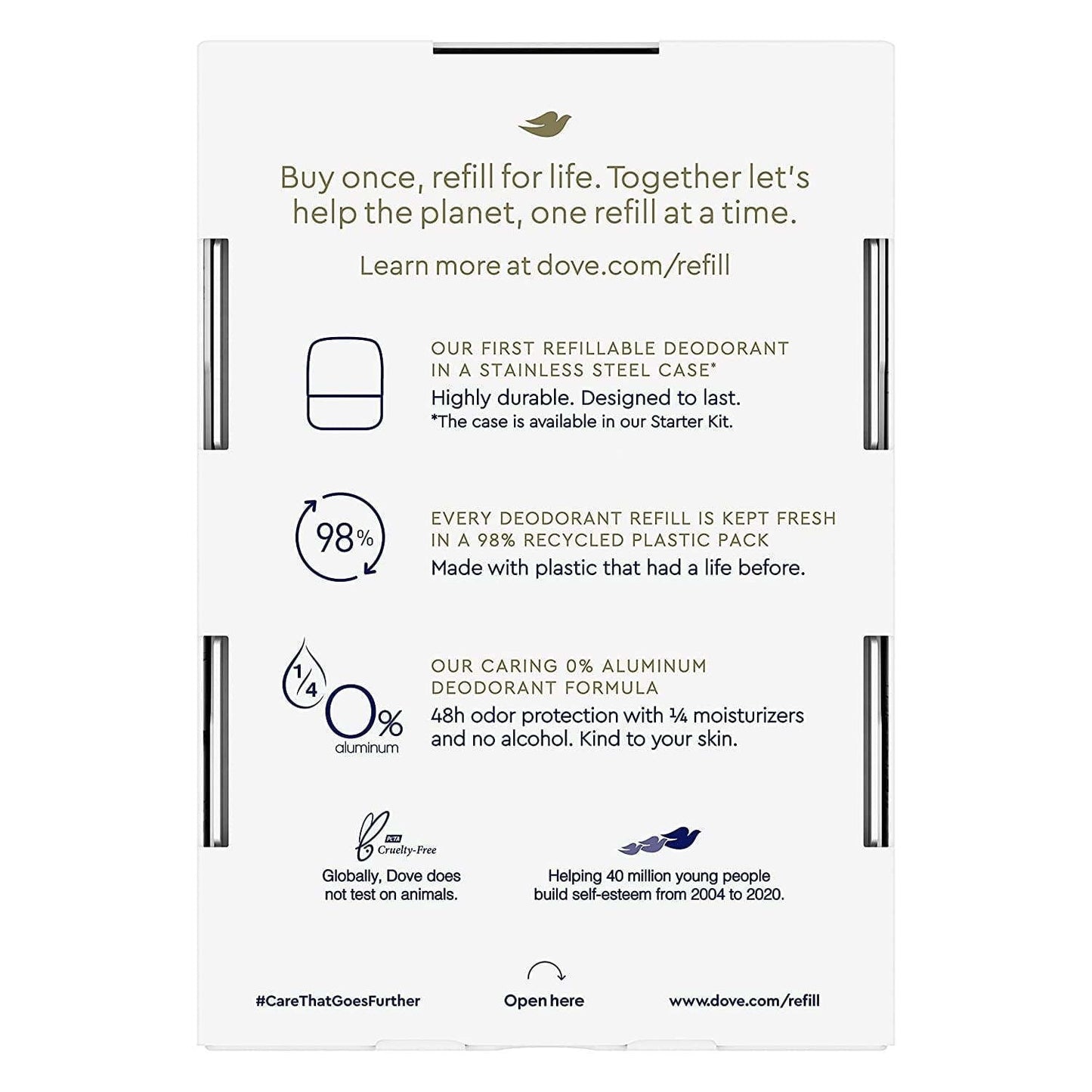 Dove Deodorant Refills Refill Kit 0% Aluminum Sensitive Aluminum Free Deodorant, 1.13 oz EasyOptionXY LLC