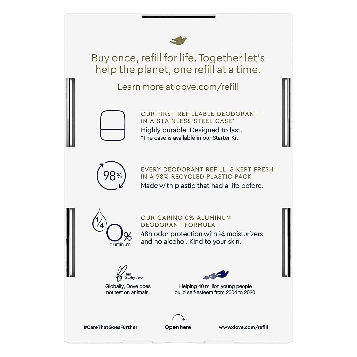 Dove Deodorant Refills Refill Kit 0% Aluminum Sensitive Aluminum Free Deodorant, 1.13 oz EasyOptionXY LLC