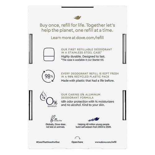 Dove Deodorant Refills Refill Kit 0% Aluminum Sensitive Aluminum Free Deodorant, 1.13 oz EasyOptionXY LLC