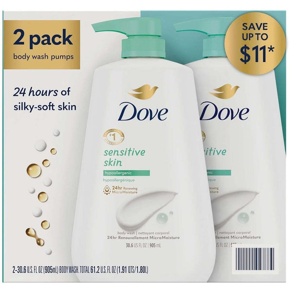 Dove Sensitive Skin Body Wash 30.6 Fluid Ounce (Pack of 2) EasyOptionXY LLC