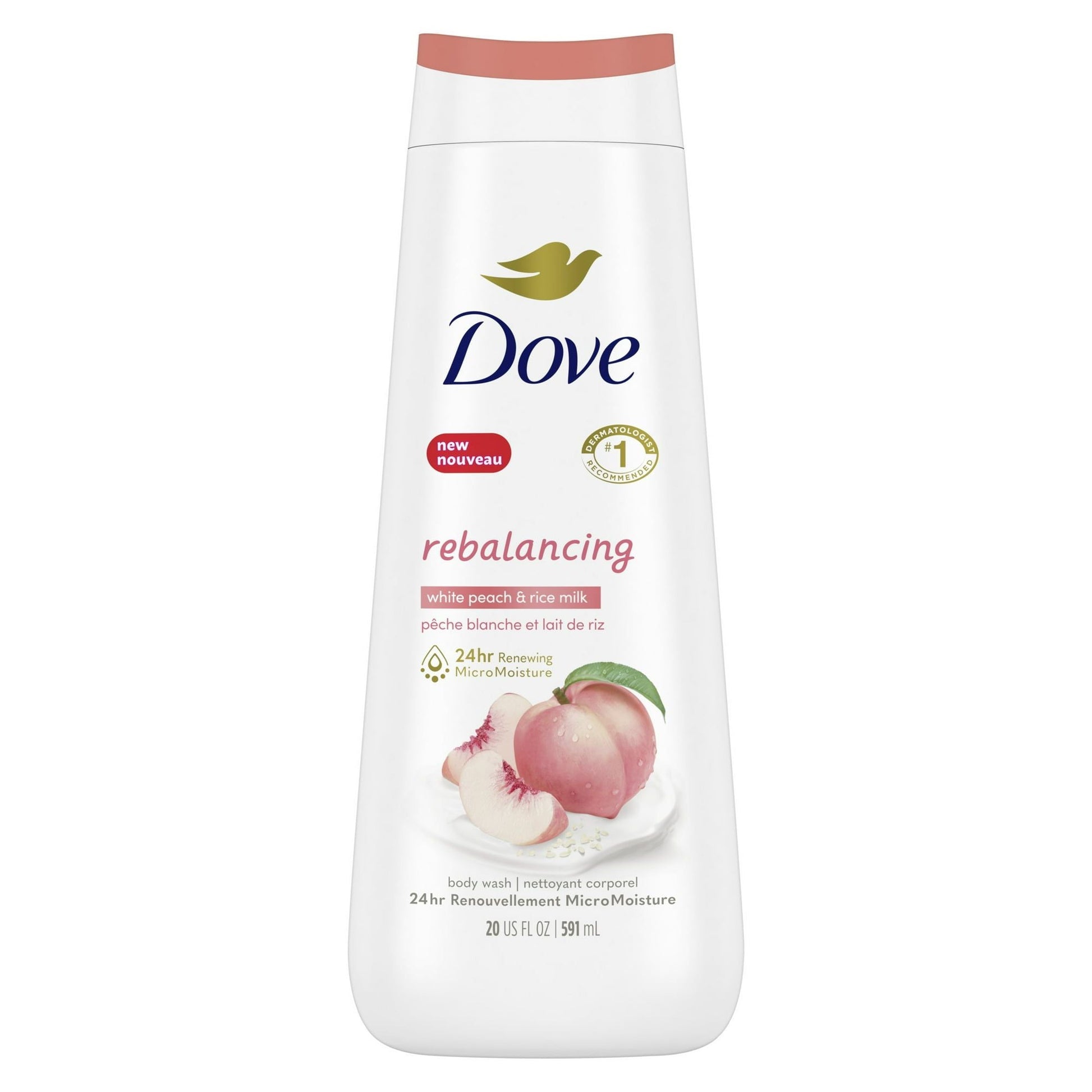 Dove Moisturizing Gentle Women's Body Wash, White Peach & Rice Milk All Skin Type, 20 oz EasyOptionXY LLC