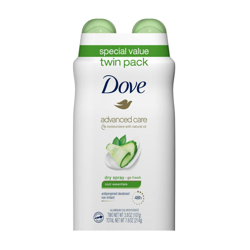 Dove Advanced Care Long Lasting Women's Antiperspirant Deodorant Dry Spray Twin Pack, Fresh, 3.8 oz EasyOptionXY LLC