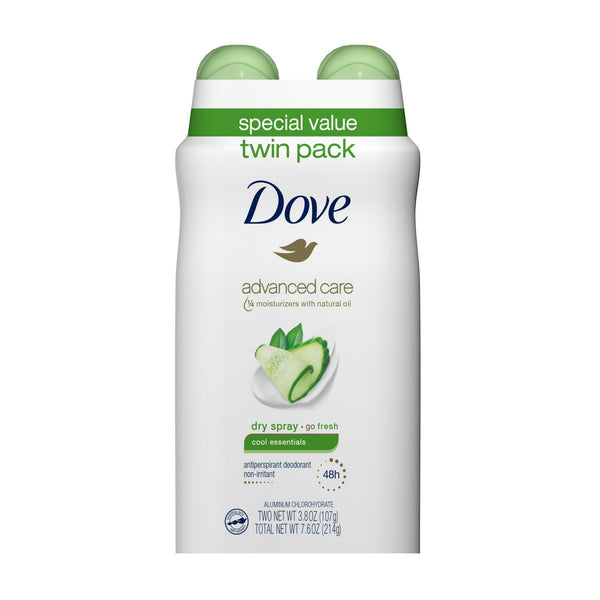 Dove Advanced Care Long Lasting Women's Antiperspirant Deodorant Dry Spray Twin Pack, Fresh, 3.8 oz EasyOptionXY LLC