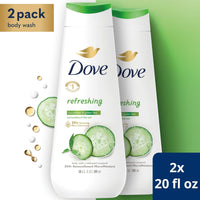 Dove Refreshing Long Lasting Gentle Body Wash Twin Pack, Cucumber and Green Tea, 20 fl oz EasyOptionXY LLC