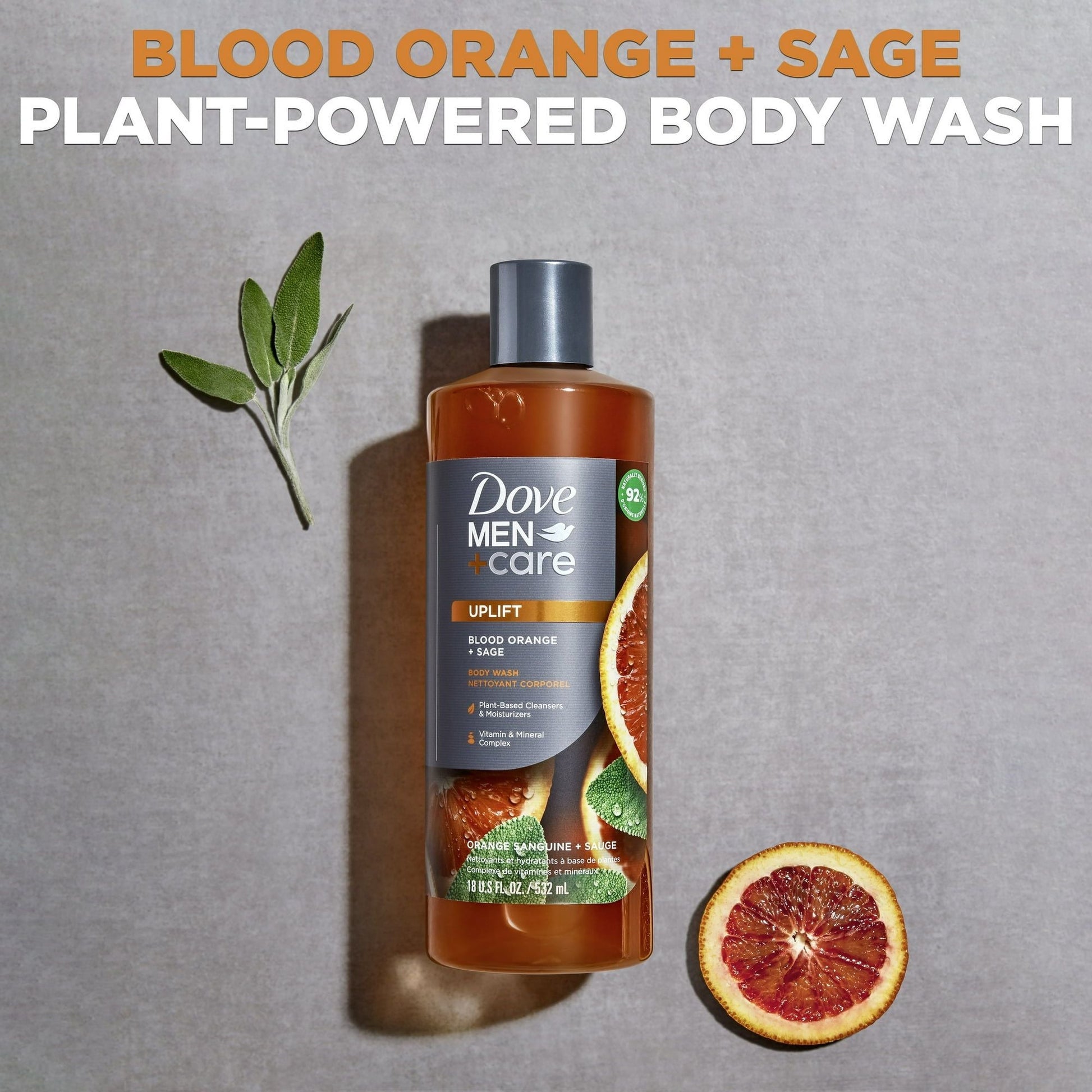 Dove Men+Care Liquid Body Wash Blood Orange + Sage, Plant-Based Cleanser All Skin Type, 18 oz EasyOptionXY LLC