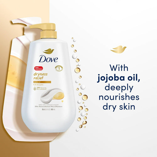 Dove Dryness Relief Long Lasting Gentle Women's Body Wash, Jojoba Oil All Skin, 30.6 fl oz EasyOptionXY LLC