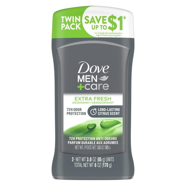 Dove Men+Care Extra Fresh Deodorant Stick Twin Pack, Citrus, 3 oz EasyOptionXY LLC