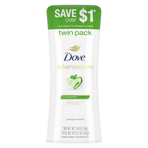 Dove Advanced Care Long Lasting Women's Antiperspirant Deodorant Stick Cool Essentials, 2.6 oz Twin Pack EasyOptionXY LLC