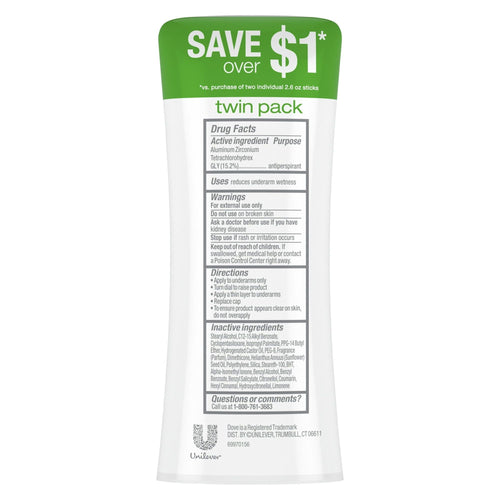 Dove Advanced Care Long Lasting Women's Antiperspirant Deodorant Stick Cool Essentials, 2.6 oz Twin Pack EasyOptionXY LLC