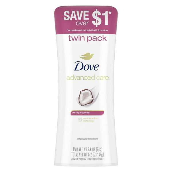 Dove Advanced Care Long Lasting Women's Antiperspirant Deodorant Stick Coconut, 2.6 oz Twin Pack EasyOptionXY LLC
