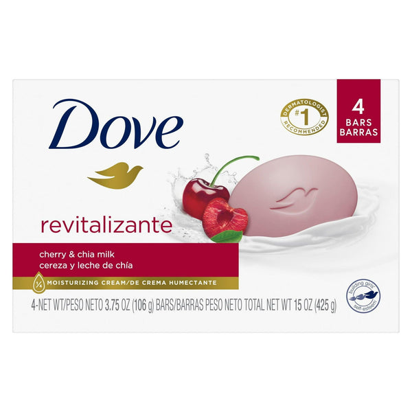 Dove Revitalizante Gentle Beauty Bar Soap for All Skin Type, Cherry and Chia Milk, 3.75 oz (4 Bars) EasyOptionXY LLC