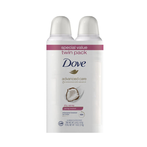 Dove Advanced Care Women's Antiperspirant Deodorant Dry Spray Twin Pack, Caring Coconut, 3.8 oz EasyOptionXY LLC