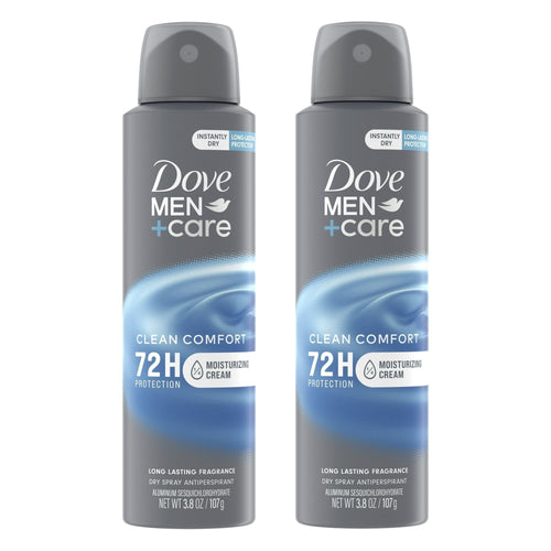 Dove Men+Care Antiperspirant Deodorant Dry Spray Twin Pack, Clean Comfort, 3.8 oz EasyOptionXY LLC