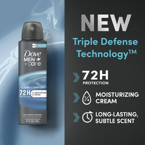 Dove Men+Care Antiperspirant Deodorant Dry Spray Twin Pack, Clean Comfort, 3.8 oz EasyOptionXY LLC