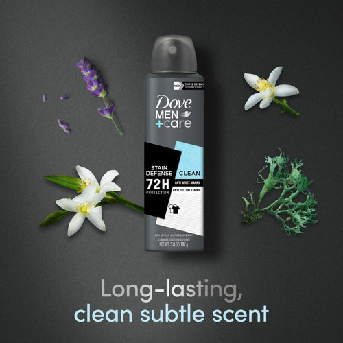 Dove Men+Care Stain Defense Long Lasting Antiperspirant Deodorant Dry Spray, Clean, 3.8 oz EasyOptionXY LLC