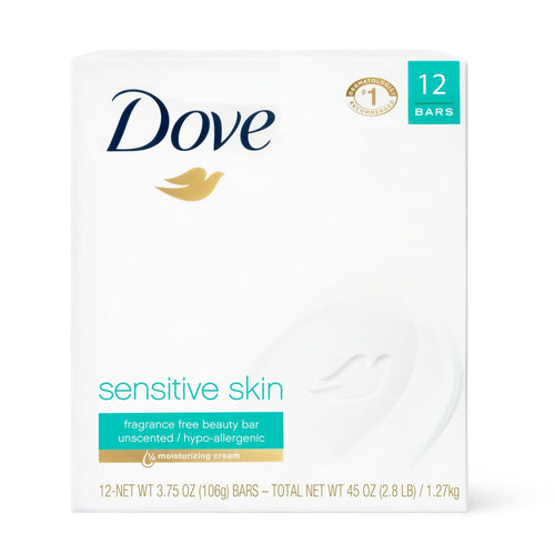 Dove Sensitive Skin Hypoallergenic Beauty Bar Soap, Fragrance Free, 3.75 oz (12 Bars) EasyOptionXY LLC