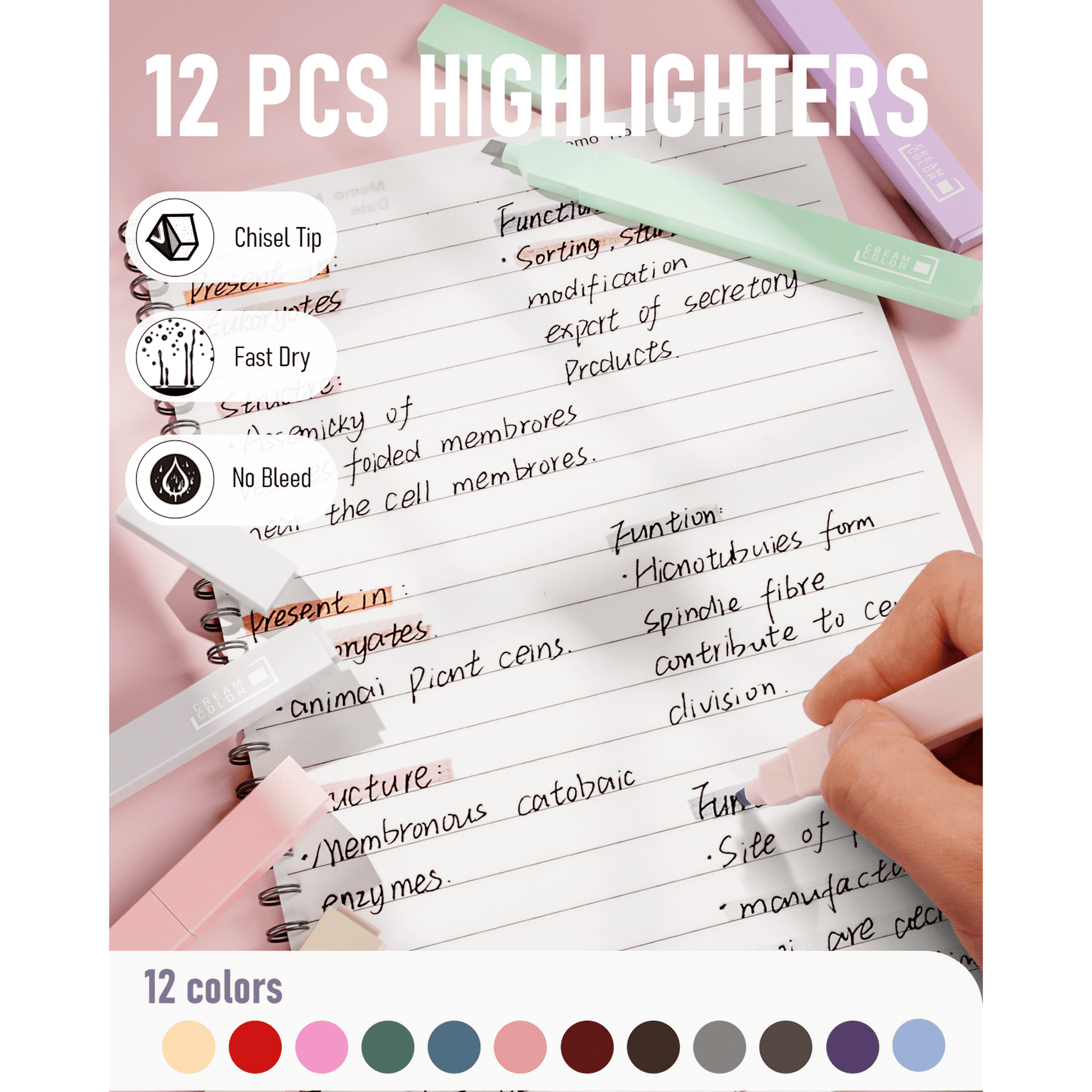 Nicpro 39Pcs Aesthetic School Supplies with Big Capacity Pen Case, 12 Colors Chisel Tip Cute Highlighters, 5 Quick Dry Retractable Black Ink Pens, 6 Pastel 0.5 & 0.7 mm Mechanical Pencil for Students EasyOptionXY LLC