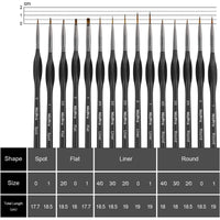 Nicpro Micro Detail Paint Brush Set,15 PCS Black Small Professional Miniature Fine Detail Brushes for Watercolor Oil Acrylic, Craft Models Rock Painting & Paint by Number -Come with Holder Bag EasyOptionXY LLC