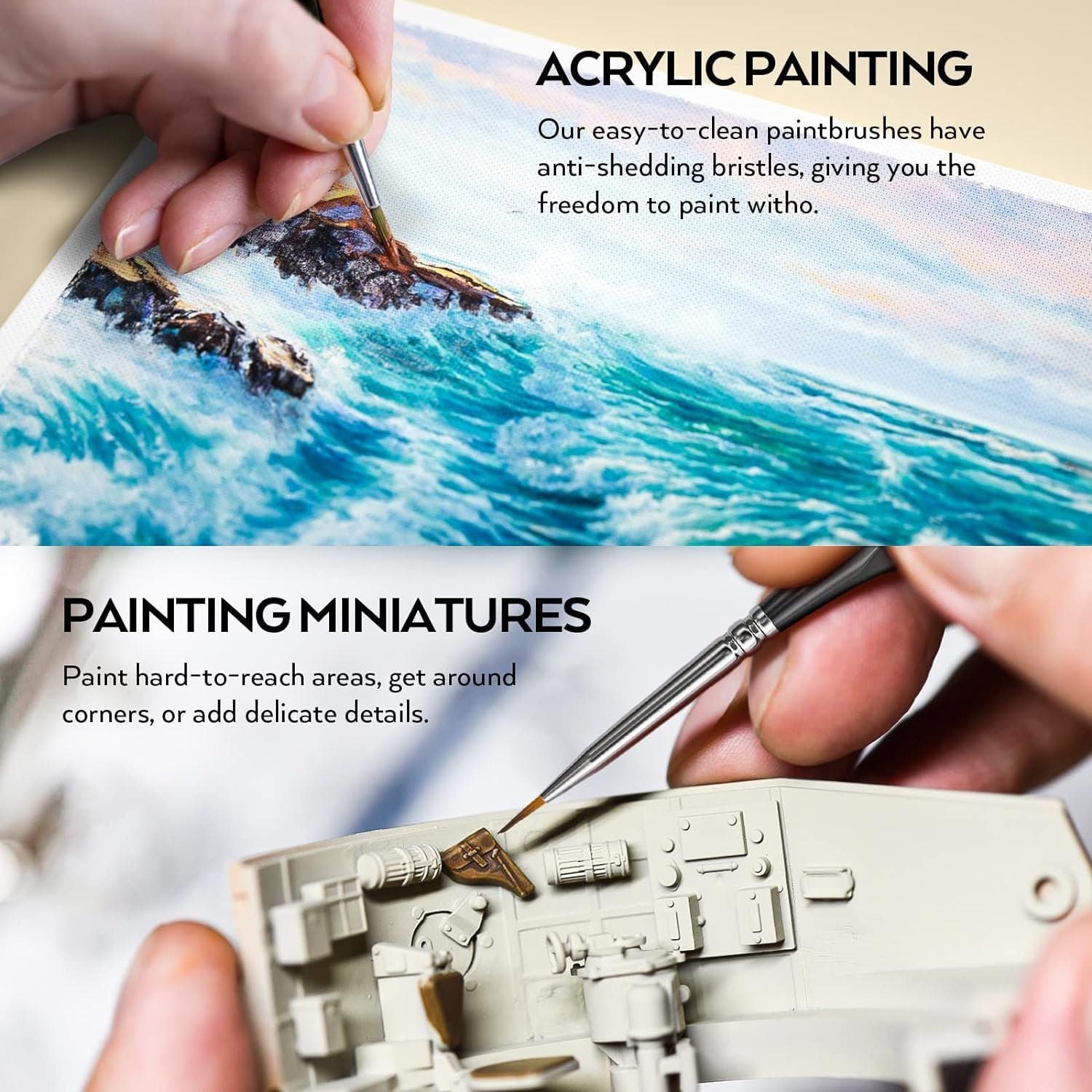 Nicpro Micro Detail Paint Brush Set,15 PCS Black Small Professional Miniature Fine Detail Brushes for Watercolor Oil Acrylic, Craft Models Rock Painting & Paint by Number -Come with Holder Bag EasyOptionXY LLC