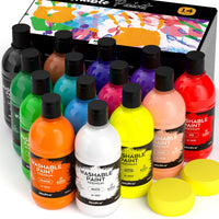 Nicpro Washable Paint, 14 Colors Washable Paint Set(16.9 oz/500 ml), Acrylic Bulk Paint Supplies Non Toxic Children Tempera Paint for Art, Craft DIY, Poster & Finger Paint, School, Home EasyOptionXY LLC