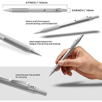 Nicpro 5 Pcs Metal Mechanical Pencils Set, Artist Drafting Pencil 0.5 & 0.7 & 0.9mm & 2Pcs 2mm Graphite Lead Holder(4B 2B HB 2H) with Lead Refills, Erasers - Silver EasyOptionXY LLC