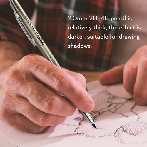 Nicpro 6 Pcs Metal Mechanical Pencils, Artist Drafting Pencil 0.3 & 0.5 & 0.7 & 0.9mm and 2mm Lead Holder(4B 2B HB 2H), Come with Case EasyOptionXY LLC