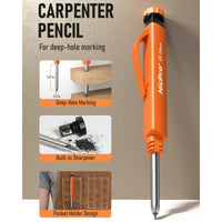 Nicpro 1 Pack 2.8 mm Carpenter Pencil Set, Solid Mechanical Pencils with 12 Refills (Red, Black, Yellow), Sharpener & Finger Grip, Woodworking Pencils - with Case EasyOptionXY LLC